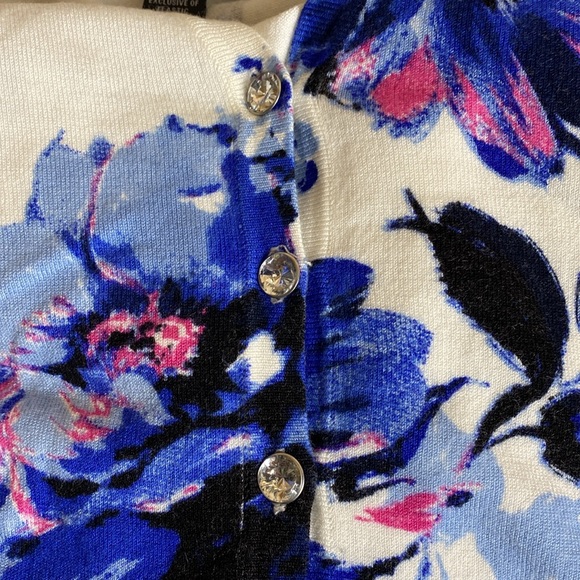 🔷I.N.C. Floral Button Down 3/4 Sleeve Floral Sweater Size Small - Picture 4 of 8